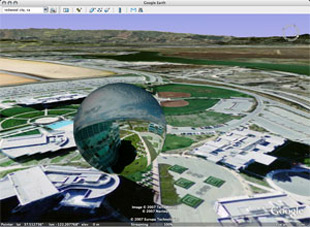 screen capture showing panorama in Google Earth